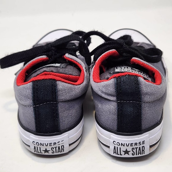 Converse All Star Junior Gray Red White Sneakers Size 12 Low Top Black Laces - Picture 7 of 9